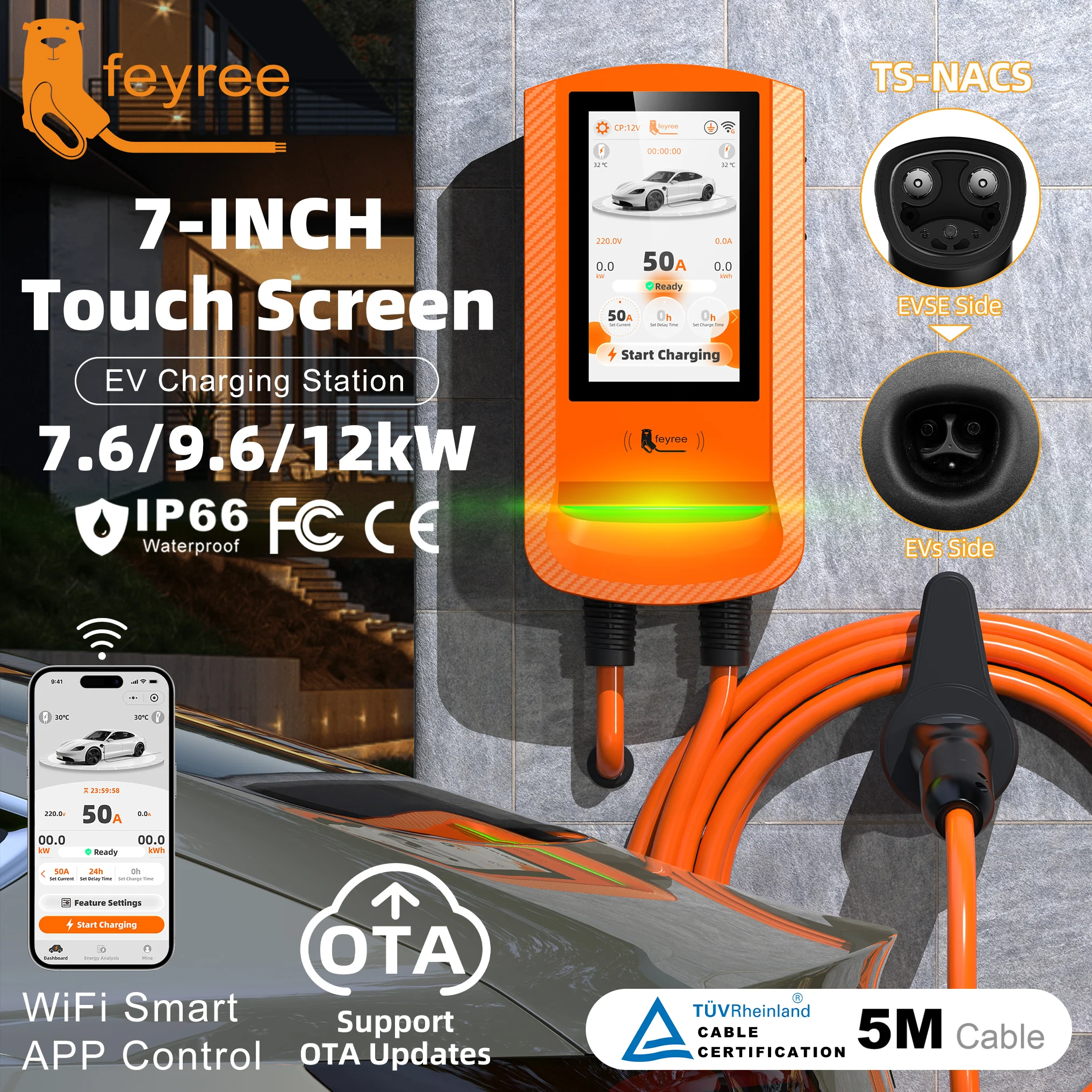 Upgrade Smart Home - feyree NACS Wallbox EV Charger Smart
