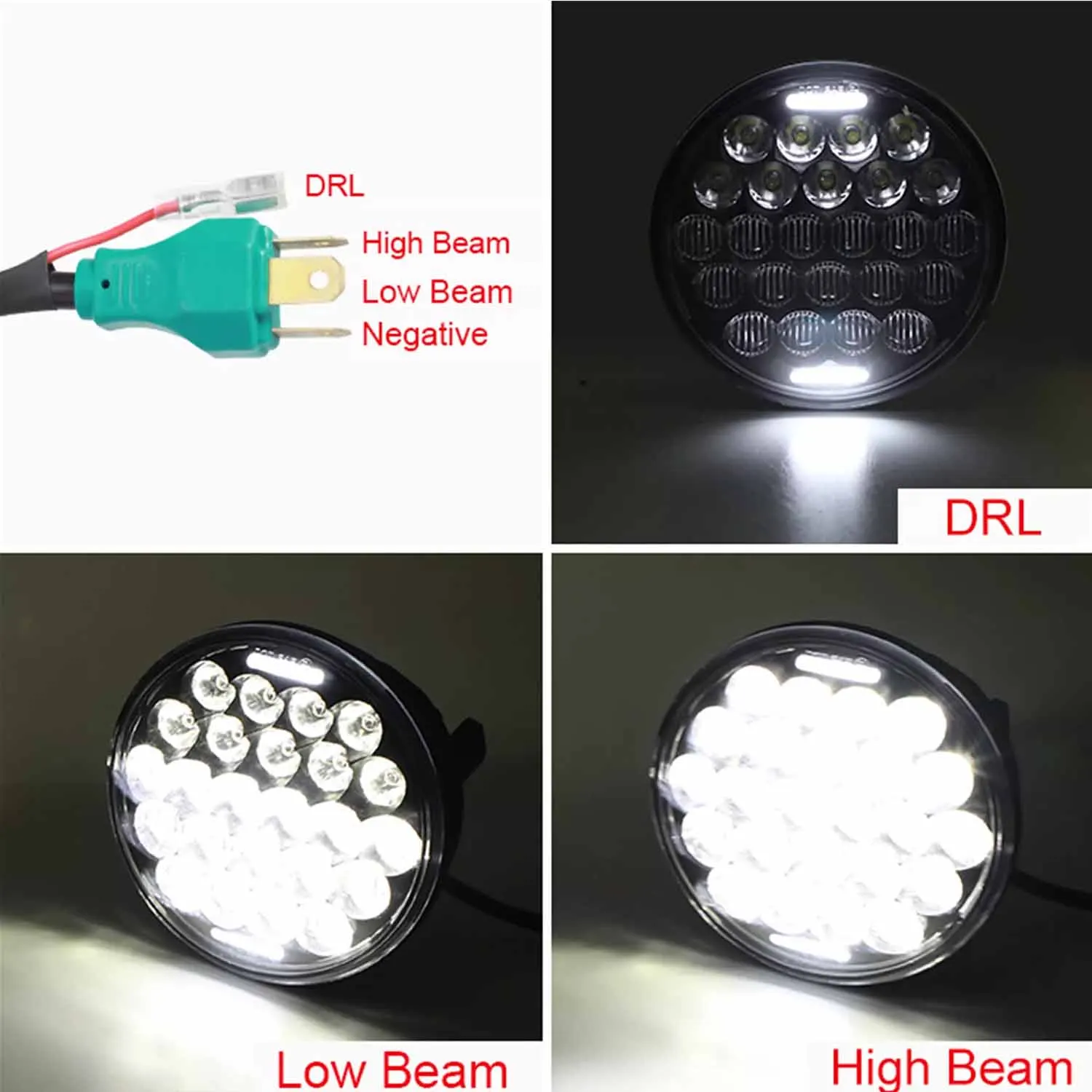 5.75 بوصة مستديرة 5D أسود LED المصباح عالية منخفضة شعاع DRL لجميع الدراجات النارية الدراجات IP67 إضاءة مقاومة للماء موتو الجمعية مصباح