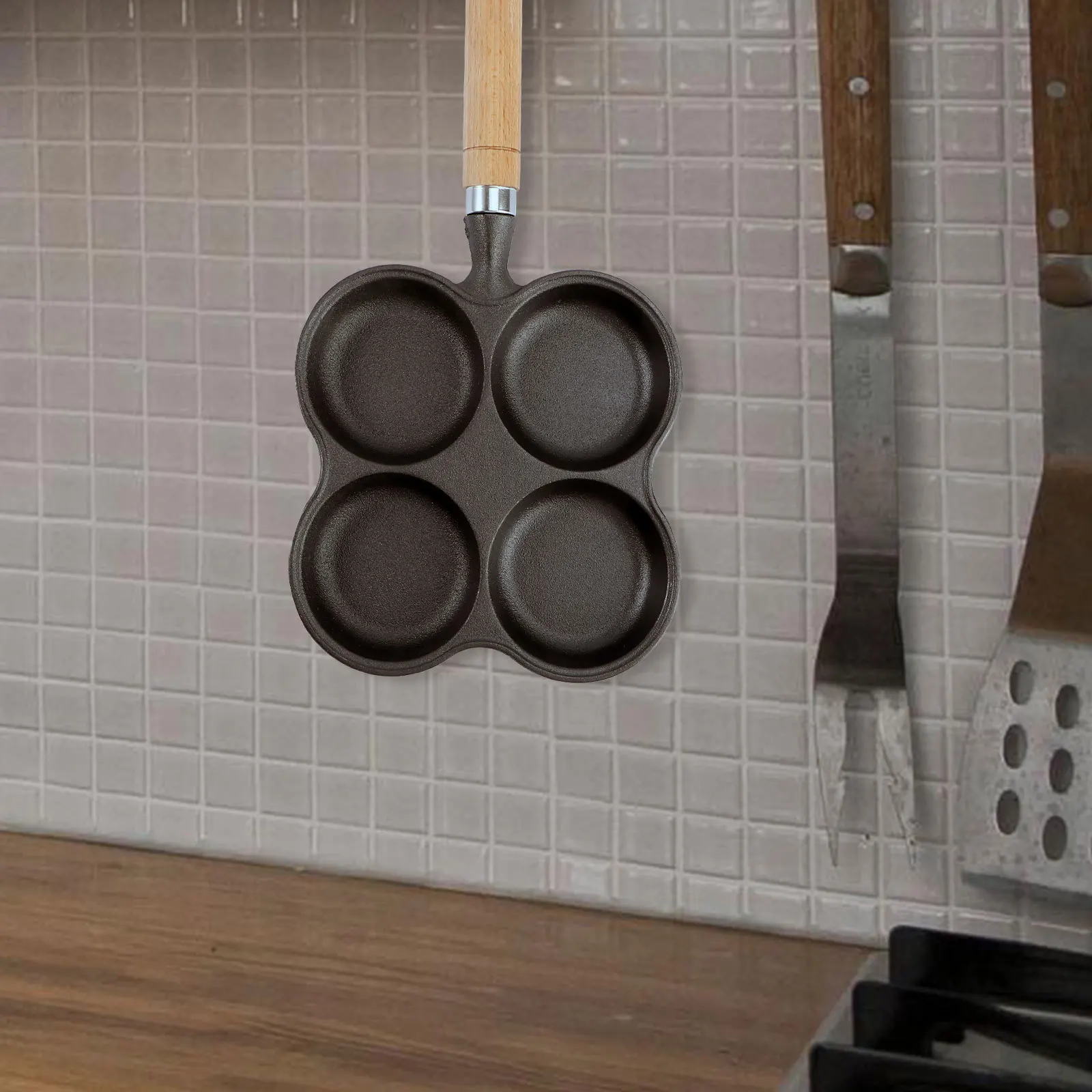 1 قطعة أربعة حفرة غير عصا آلة طهي البيض يلقي الألومنيوم عموم ل فطيرة لحم الخنزير المقدد عجة موقد أعلى الطبخ اكسسوارات المطبخ #5