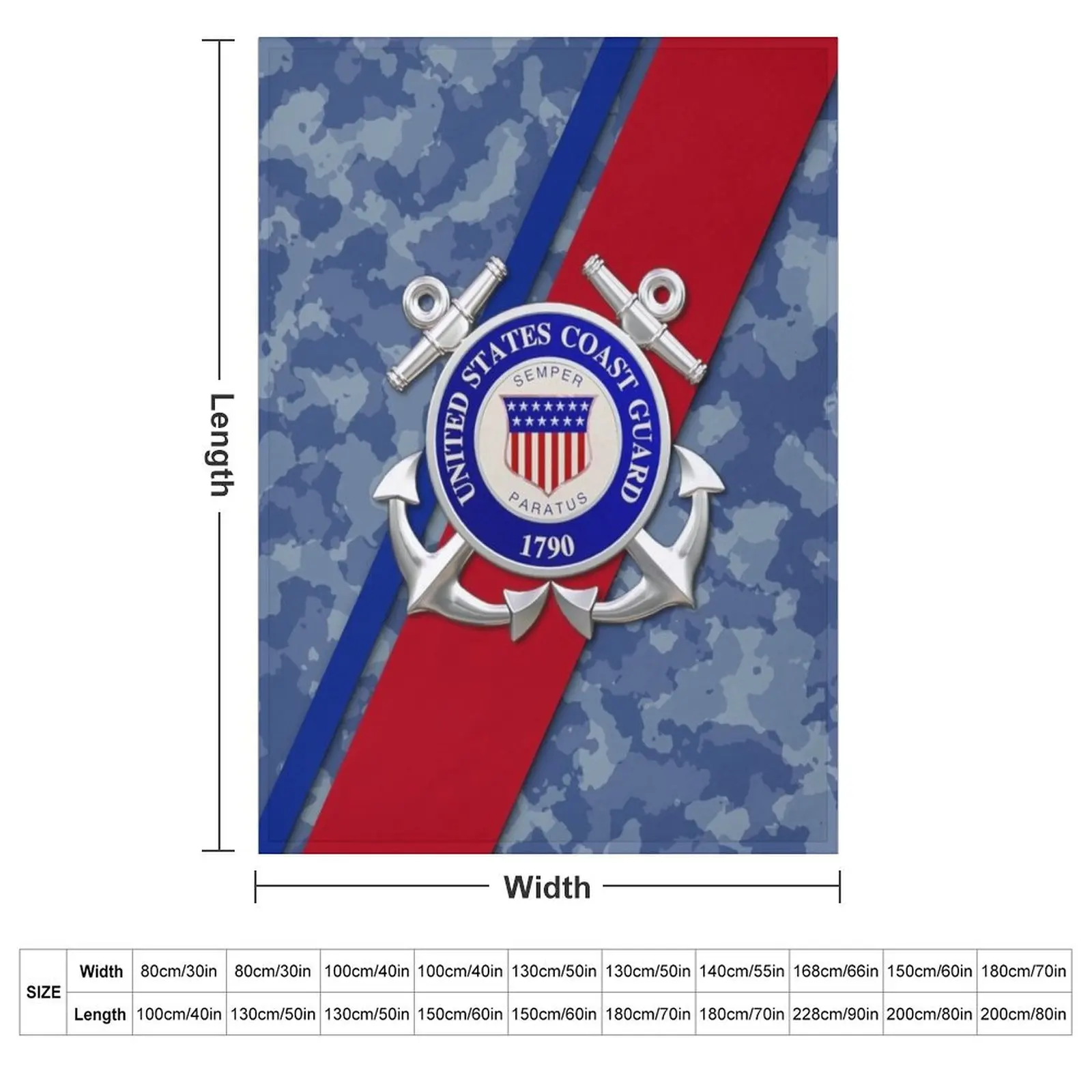 US Coast Guard Throw Blanket couch cozy soft plush fuzzy picnic outdoor blanket
