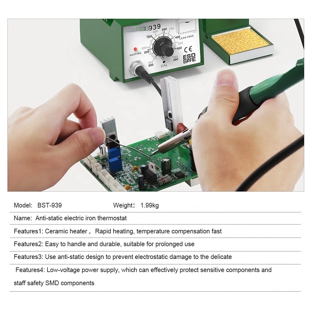 BST-939  Aluminum Panel Hot Air Repairing Automatic Micro Soldering Iron Station for Cell Phone Repair Rework Station