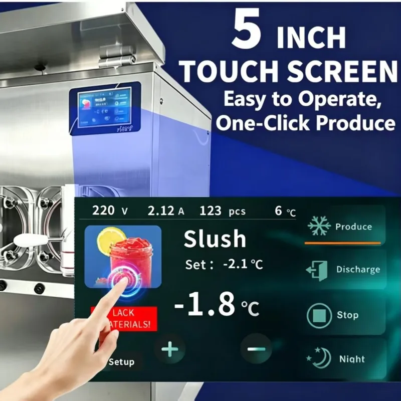 Commercial Slush Machine Makes Granita Slush Frozen Cocktails Milkshakes Iced Coffee with Adjustable Temperature Control