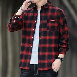 Hoge Kwaliteit Klassieke Plaid Shirt Voor Mannen Lente/Herfst Casual Flanel Geruit Overhemd Heren Vest Met Lange Mouwen