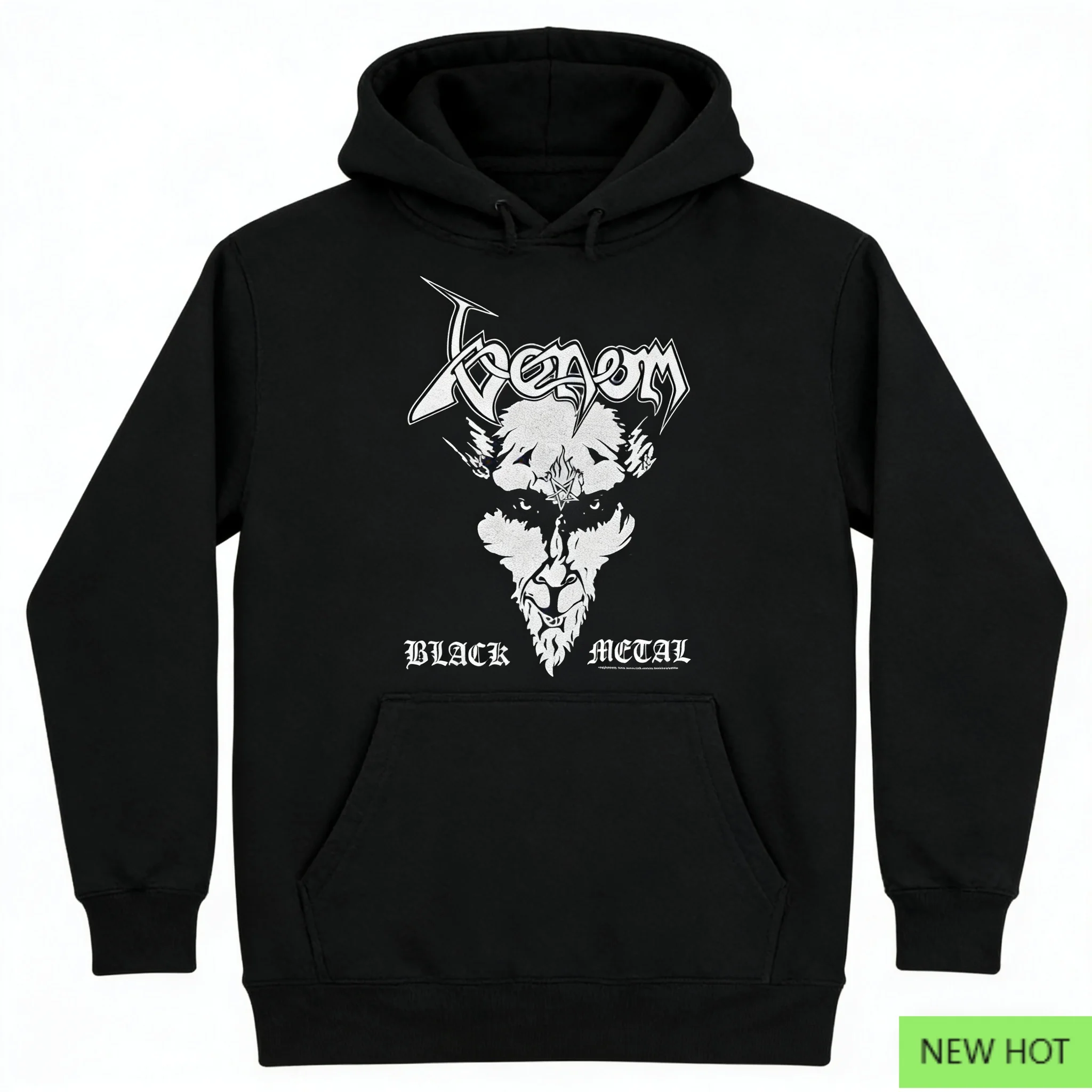 رقبة مستديرة برسومات الماعز المعدنية السوداء من Venom، بلوزة معدنية سوداء، مثالية للمعجبين الذين يحبون نمط الفرقة والأذية المتمردة الداكنة