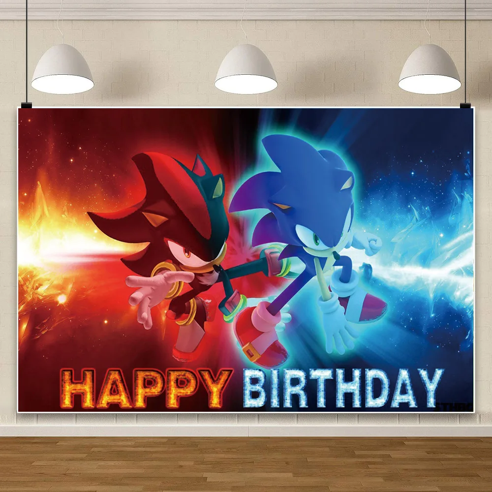 

Sonic The Hedgehog Shadow Photo Backdrop Background For Photography Baby Shower Birthday Party Supplies Kids Props Banner Decor