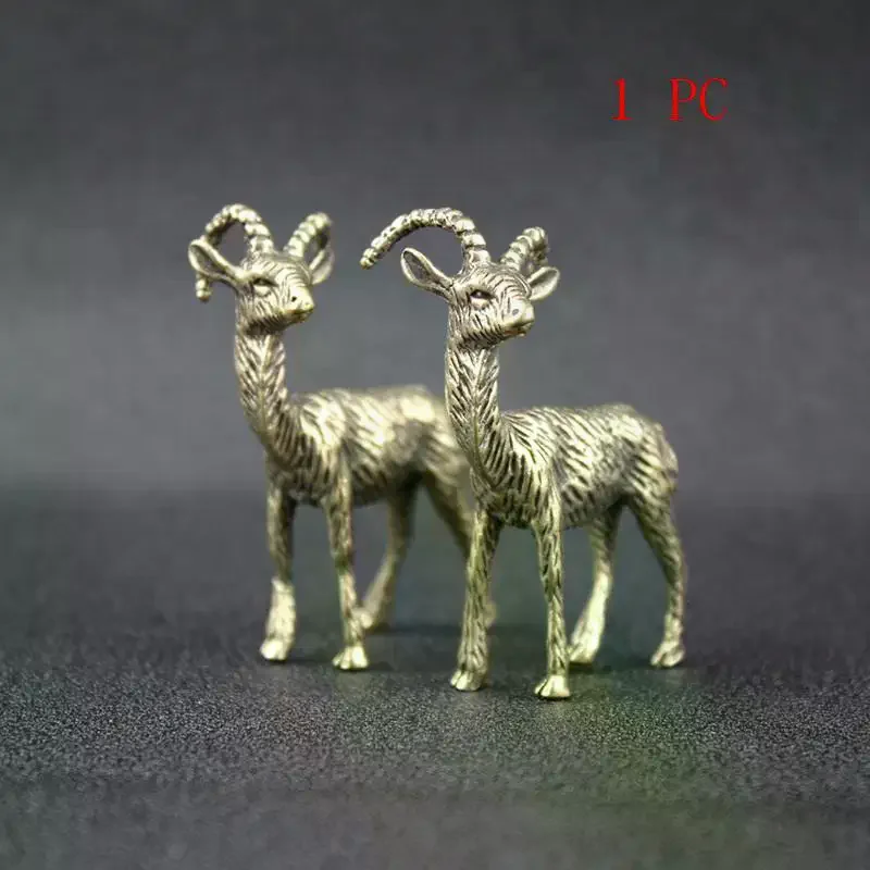 1Pcs Home Office Desktop Decoration Brass Retro Goat Metal Creative Handicraft Ornament Miniatures Tea Pet Figurines