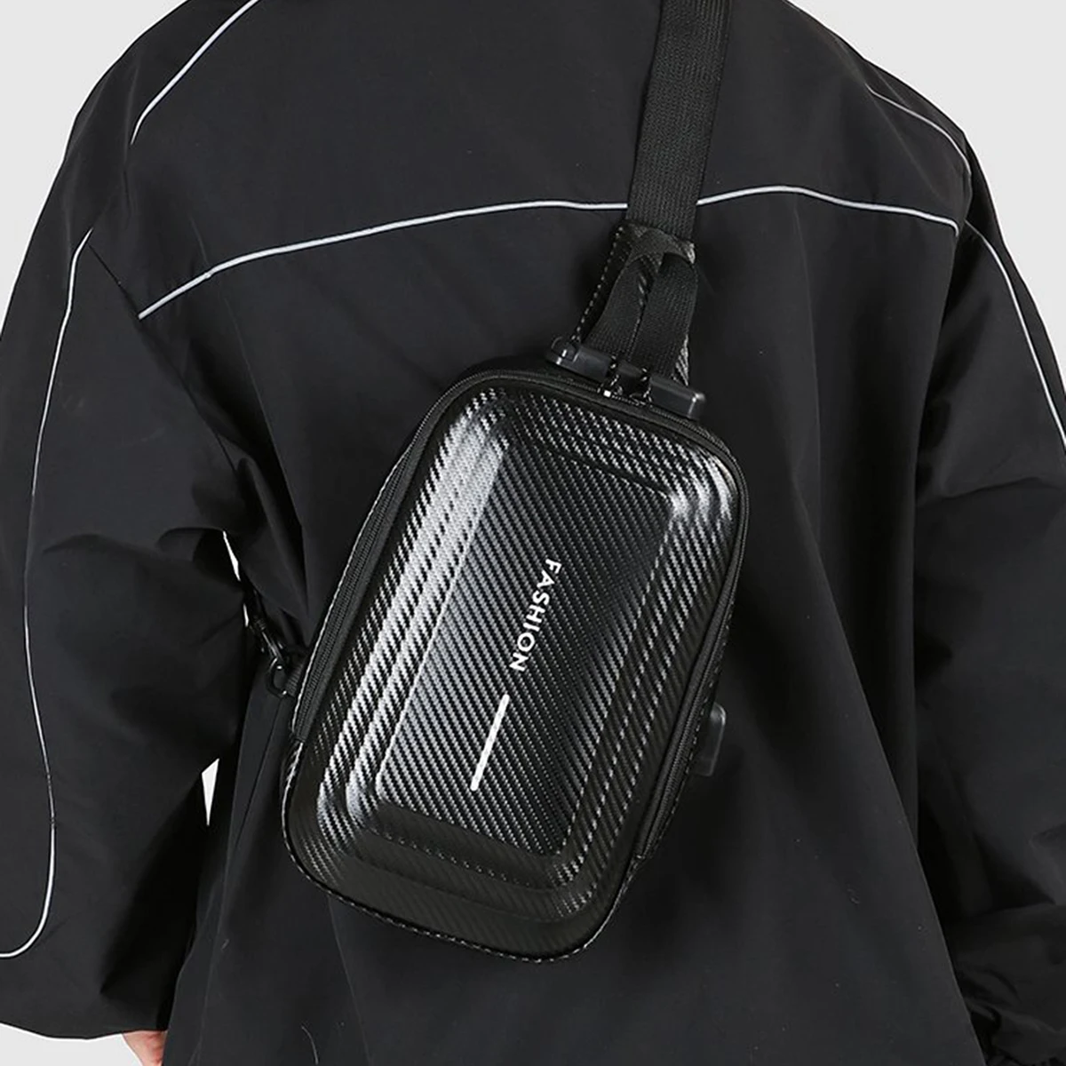 

Men's Hard-Shell Motorcycle Chest Bag with Password Lock, Casual Large-Capacity Simple Sports Shoulder Bag for Students, Suitable for Cycling, Fishing, and Hiking