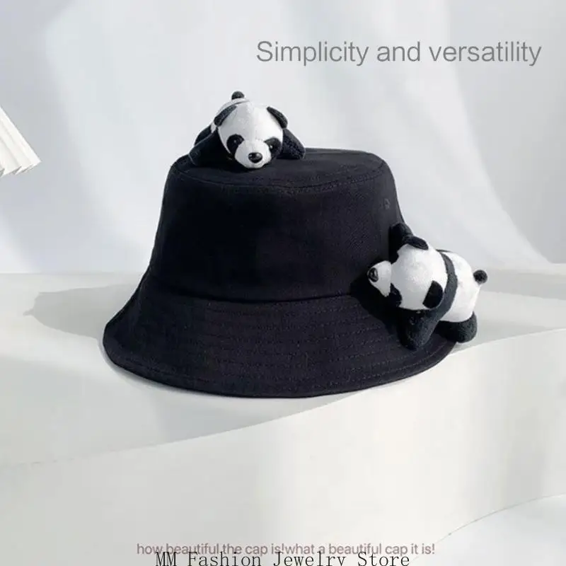 D0UB 팬더 모자 여름 모자 팬더 SunHat 키드 팬더 양동이 모자 Cloches 모자 팬더 어부 모자 분지 모자 여름 중산모 모자