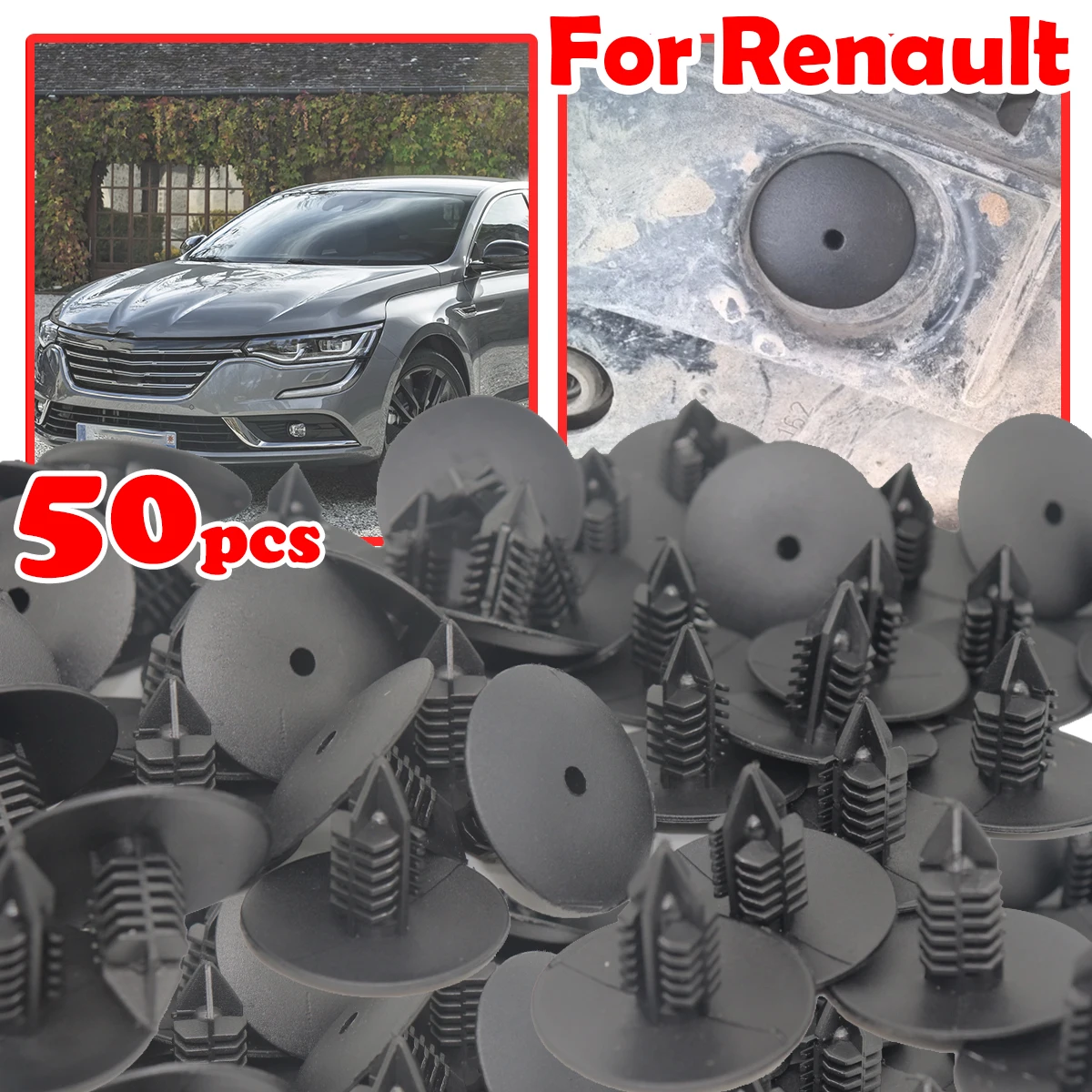 

50pcs Car Wheel Arch Liner Splash guard Clips Plastic Fastener For Renault TALISMAN TWINGO ZOE 7703077435 Tool-Free Installation