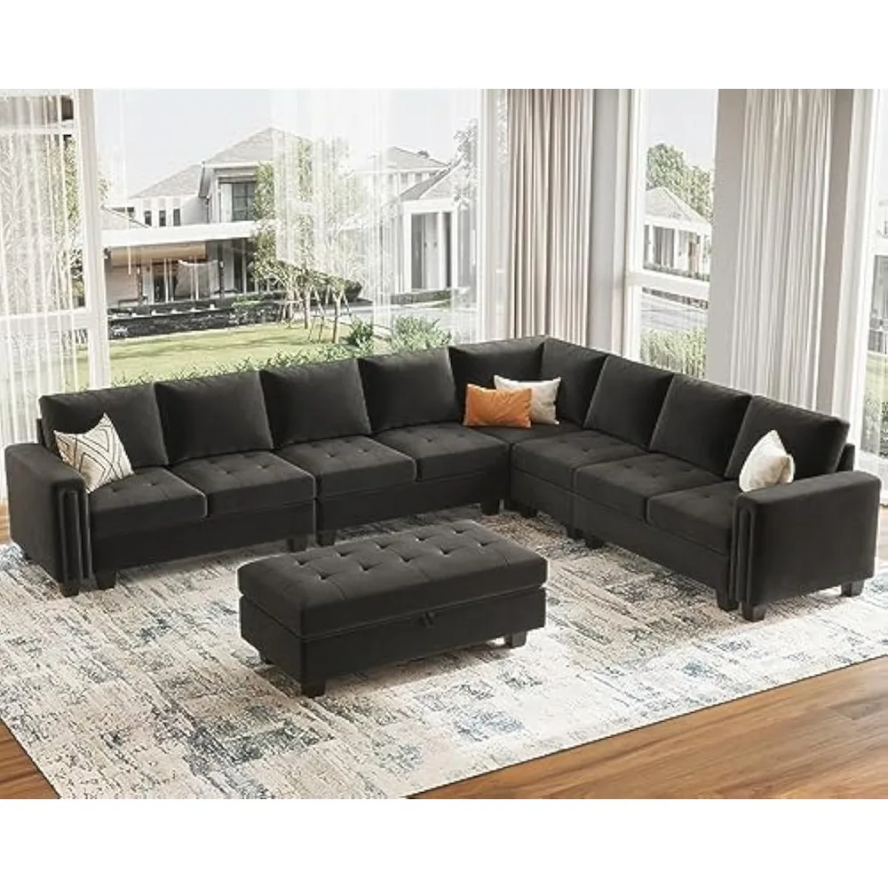 

Oversized Modular Sectional Sofa L Shaped Sofa Couch Set with Storage Ottoman Corner Convertible Sectional Couch.