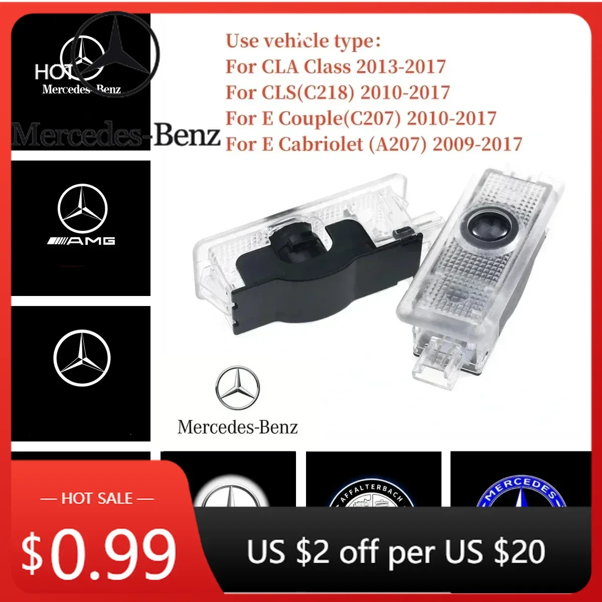 

Автомобильная наклейка 2-4 шт., автомобильный дверной HD светодиодный лазерный проектор, лампа приветствия, подходит для Mercedes-Benz AMG CLA C17 CLS C218 W218 W219 E clas