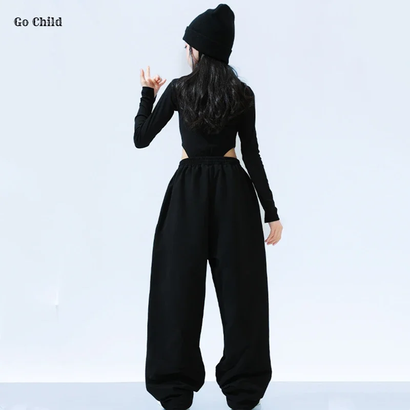 Girl Hip Hop Crop Top Letter Cargo Pants Children Stage Costumes Kids Streetwear Jazz K-pop Street Dance Girl Group Clothes Sets