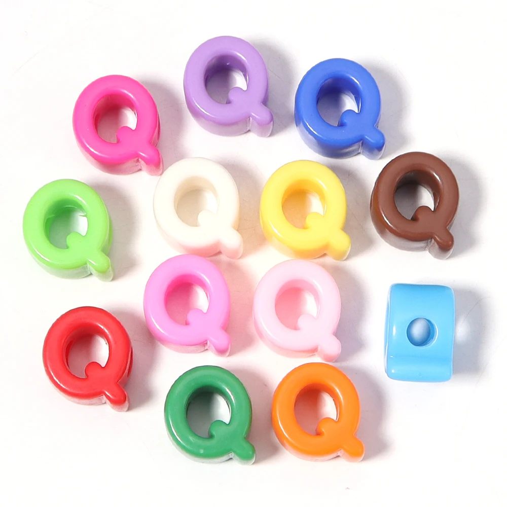 10 Stück/Set farbige Acryl-Alphabetperlen A bis Z Buchstabenperlen mit großem Loch, lose Perlen für DIY Schmuckherstellung, Armband, Schlüsselanhänger, Zubehör – Detail 15