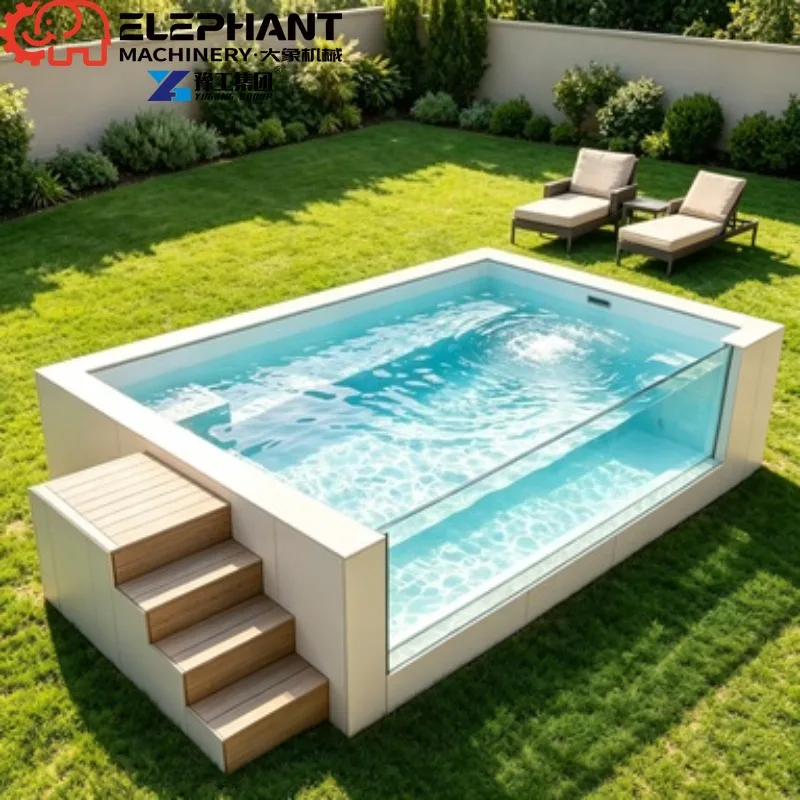 20ft 30ft 40ft Removable Container Swimming Pool, Custom FRP Fiberglass Pool With Acrylic Glass Window For Home Garden Outdoor