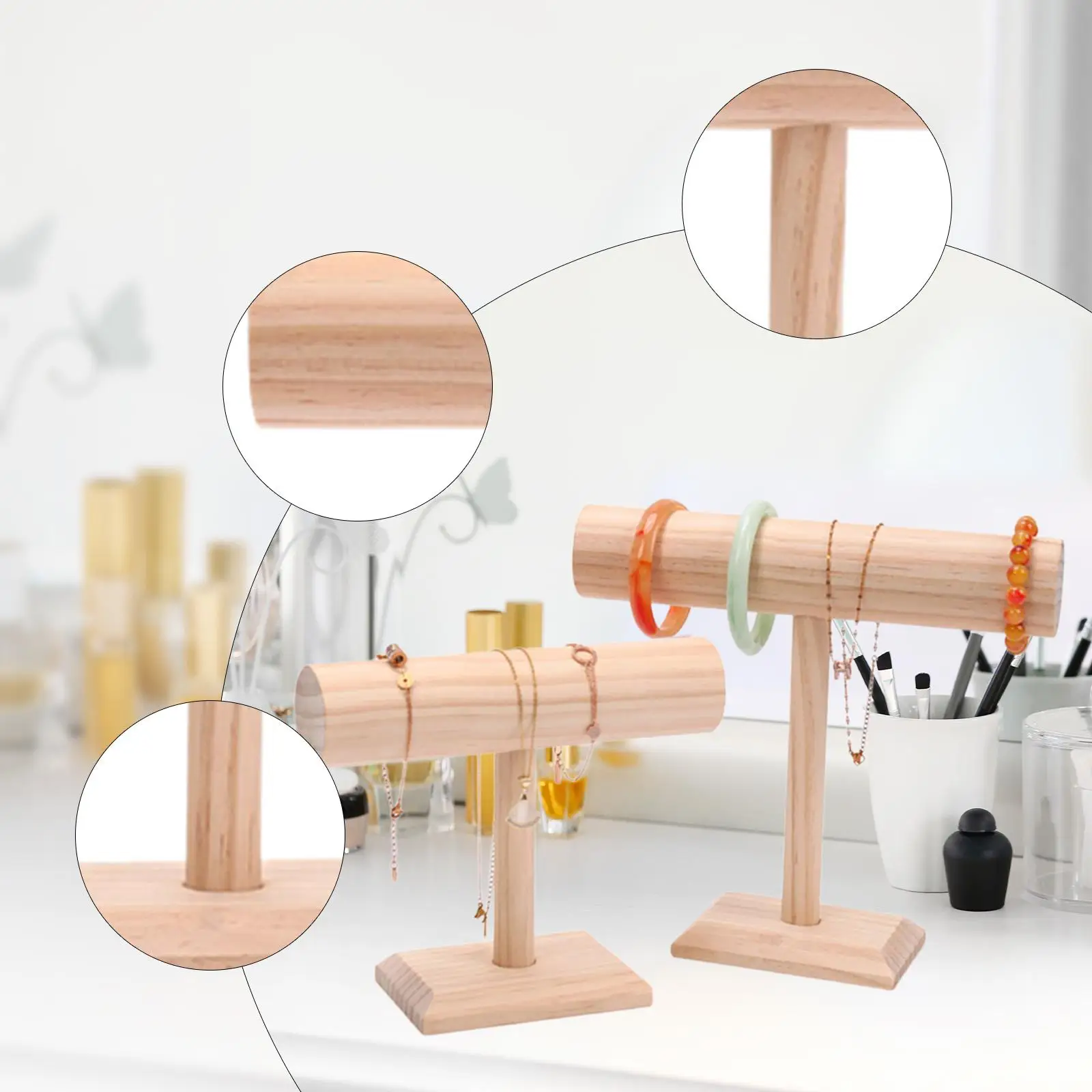 سوار منظم عرض برج الخشب مجوهرات المنظم ساعة الوقوف للقلائد أساور منظمة المنزل تظهر متجر البيع بالتجزئة #4