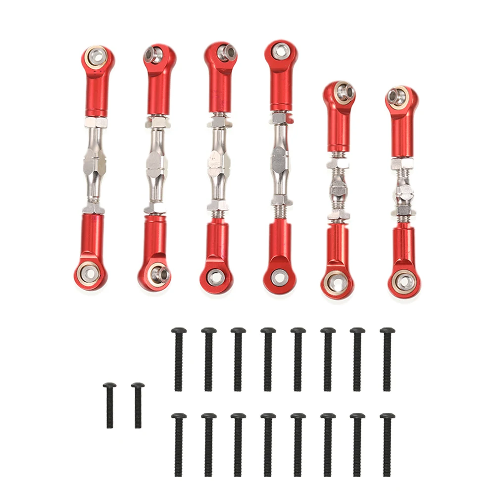 RCGOFOLLOW Juego de varillas de enlace de dirección con distancia entre ejes de aleación de aluminio de 6 piezas para 1/10 Rc juego de varillas de enlace de dirección SENTON 3S negro