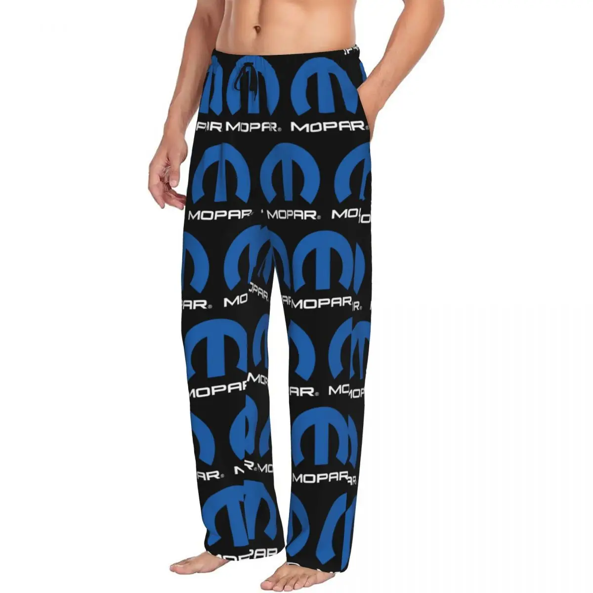 Custom Mopar Black Logo American Trucker Pajama Pants Men Sleepwear Sleep Lounge Bottoms with Pockets