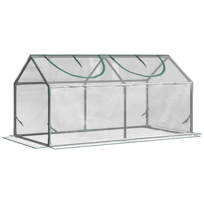 Foliengewächshaus mit Fenster, PE-Gitterfolie, Stahlgewächshaus für Balkon, Garten, Tomatenhaus 120x60x60cm, Tomatengewächshaus für Gemüse, Blumen, Pflanzen, Transparent
