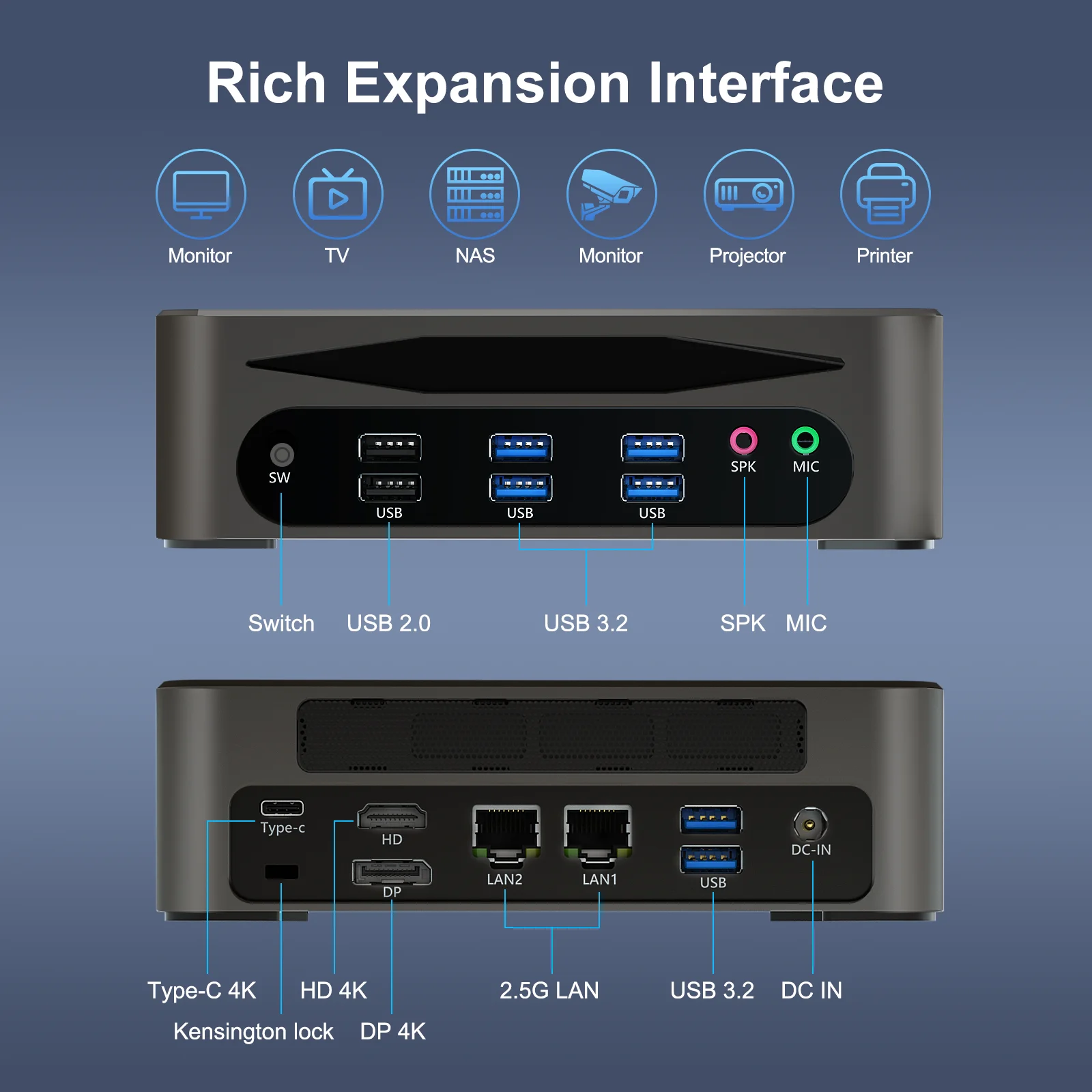 

Hystoupc Factory Direct Sale Business Office Mini PC with Core I5 1235U 8GB DDR5 RAM 256GB NVME SSD New US/AU/CN Plug