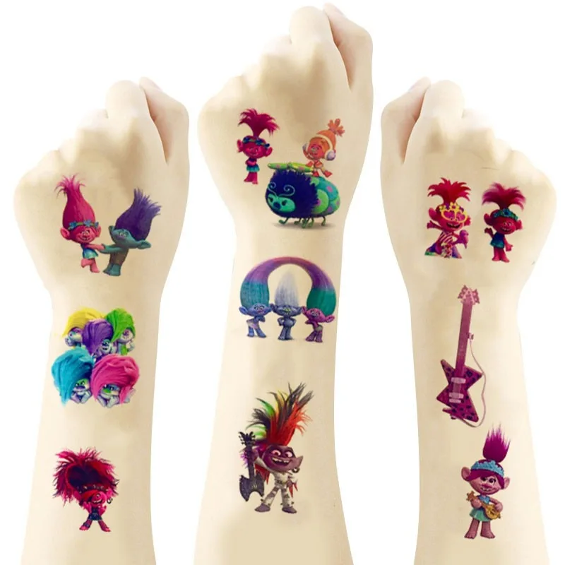 

3 Sheets / Pack Trolls Waterproof Temporary Tattoo Sticker Gift for Kids
