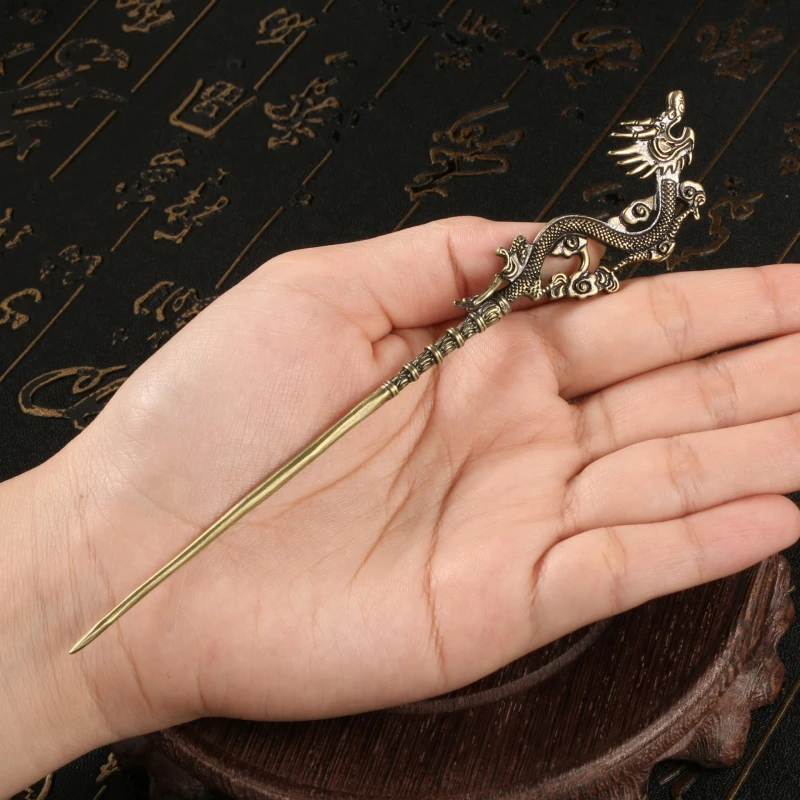 

Vintage Dragon Pattern Hairpin Creative Pure Bronze Craftsmanship