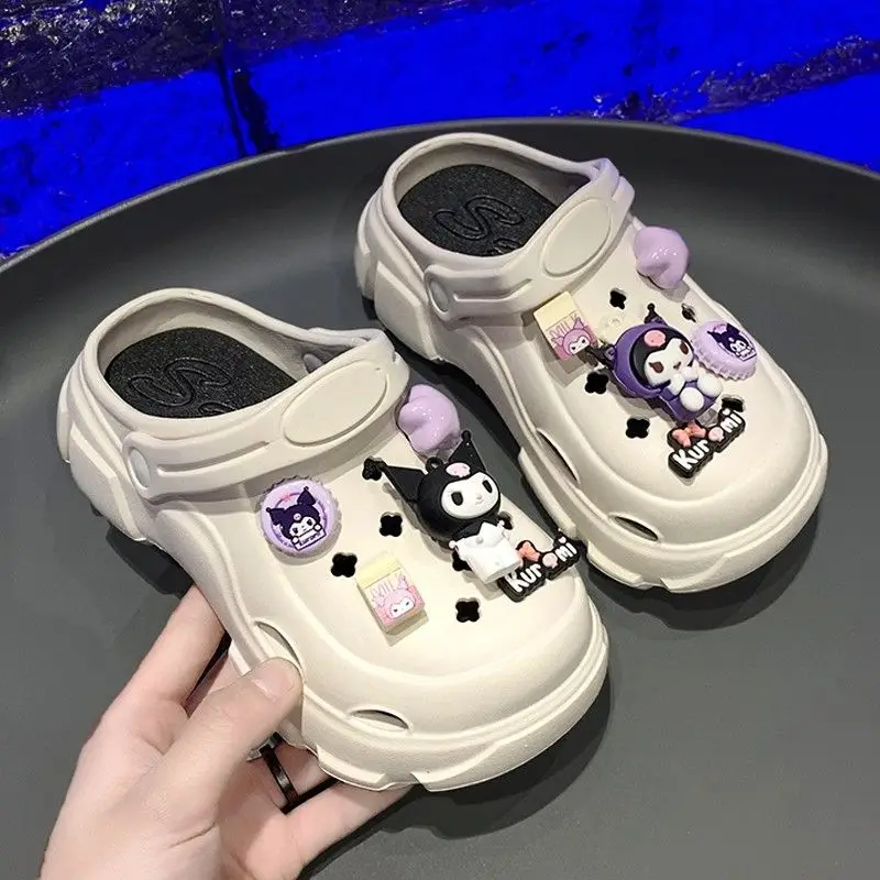 

Sanrios Girls Cave Shoes Kuromi Cartoon Summer Cute Children Baotou Beach Shoes Big Children Students Outdoors Anti Slip Sandals
