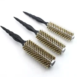 3 Size Professional Hairdresser Ceramic Coated Drum Comb Rubber Paint Non-slip Nylon Comb Tooth Piglet Round Brush