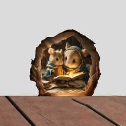 2pcs-9cm Cute Cartoon 3D Car Stickers for Wall Breaking Mice Indoor and Outdoor Home Decoration Stickers J-434