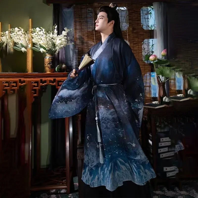 New Winter Spring Hanfu Men Women Chinese Ming Dynasty Printing Loose Fit Costume Ancient Noble Robe Xmas Party Stage Clothing