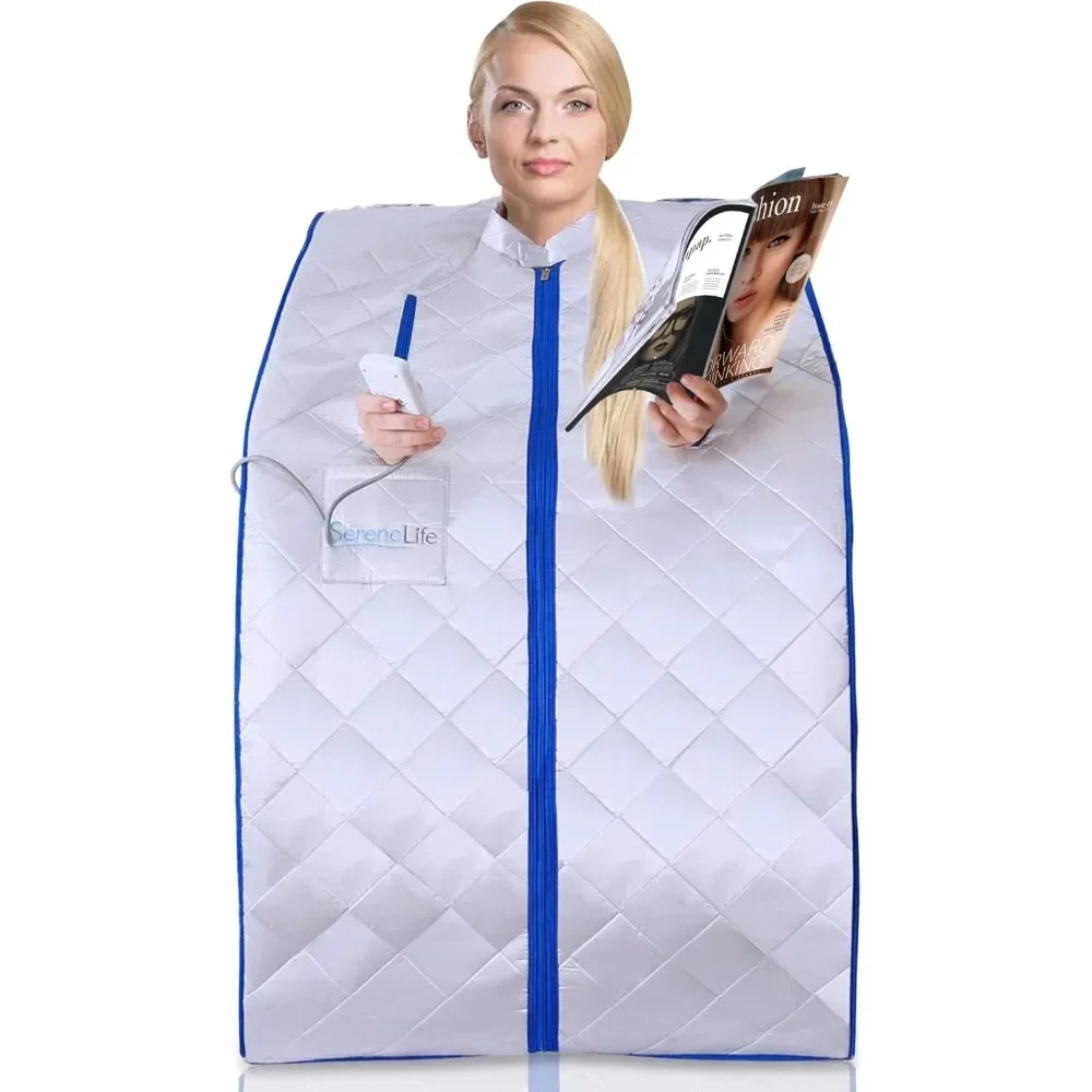 Indoor Sauna Box com Aquecimento Foot Pad, Início Tenda, Piscina Inflável, Sauna Bag, Cadeira Portátil e Controle Remoto, 1 Pessoa