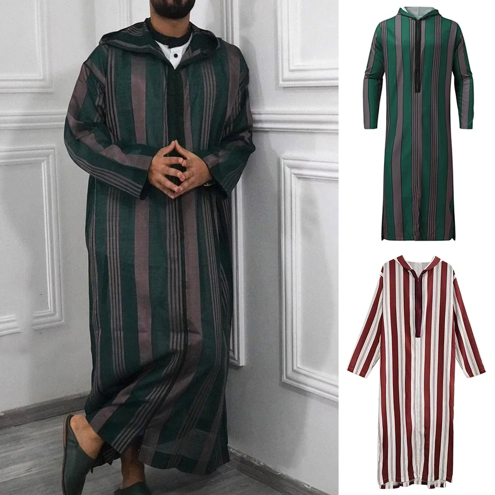 Muslim Jubba Thobe Clothes Men Hoodie Ramadan Robe Kaftan Abaya Dubai Islamic Clothing Pakistan Traditional Ethnic Turkish Dress