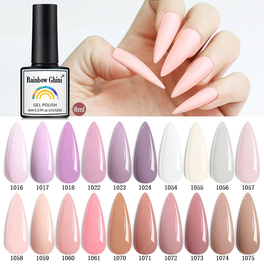 Rainbow Ghini Solid Gel Nagellak Semi-permanente LED UV Lamp Vernis Lijm Roze Gellac Base Top Coat Nagellak Art Pvoy Kleur