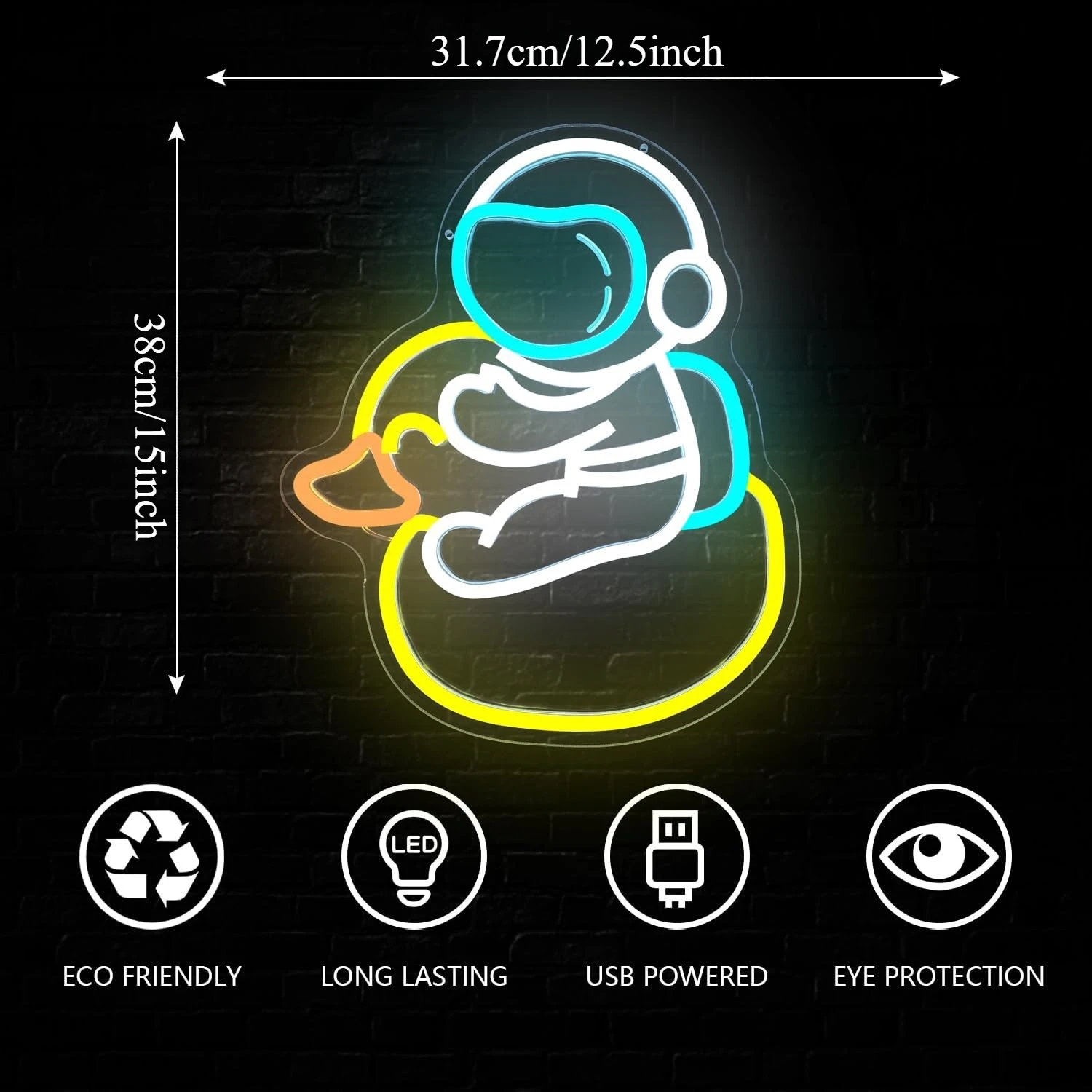 Cute Astronaut LED Neon Sign USB Neon Light for Kids Room Bedroom Space Themed Room Nursery Wall Decor Birthday Gift Night Lamp