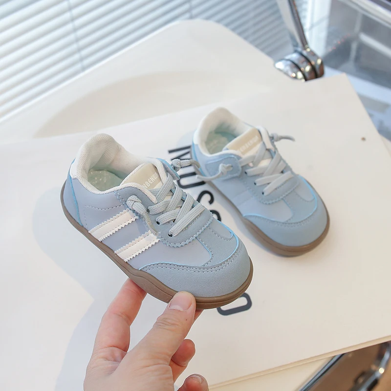 Spring Autumn Toddler Kids Boys Girls Casual Retro Striped Sneakers Lace Up Non-Slip Soft Sole Daily School Outdoor Play Wear