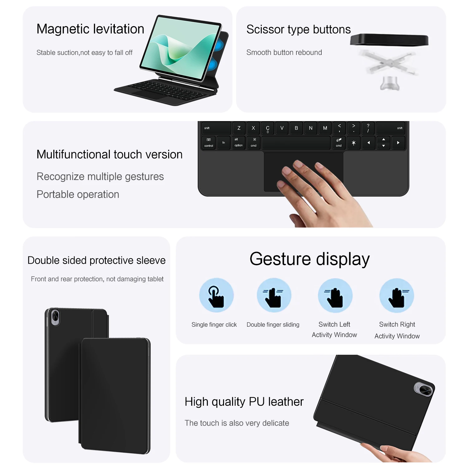 Imagem -06 - Huwei Folio Teclado Mágico para Huawei Matepad 11.5 s 2024 Matepad 11.5s 11.5 Tablet Case Inteligente Design Flutuante Capa de Teclado