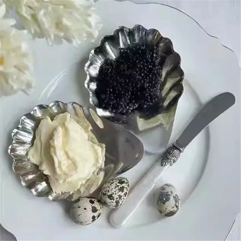 Mid-Century Stainless Steel Shell Dish Metal Cheese Plate Fruit Snack Sushi Blogger Tableware Storage Jewelry Dish