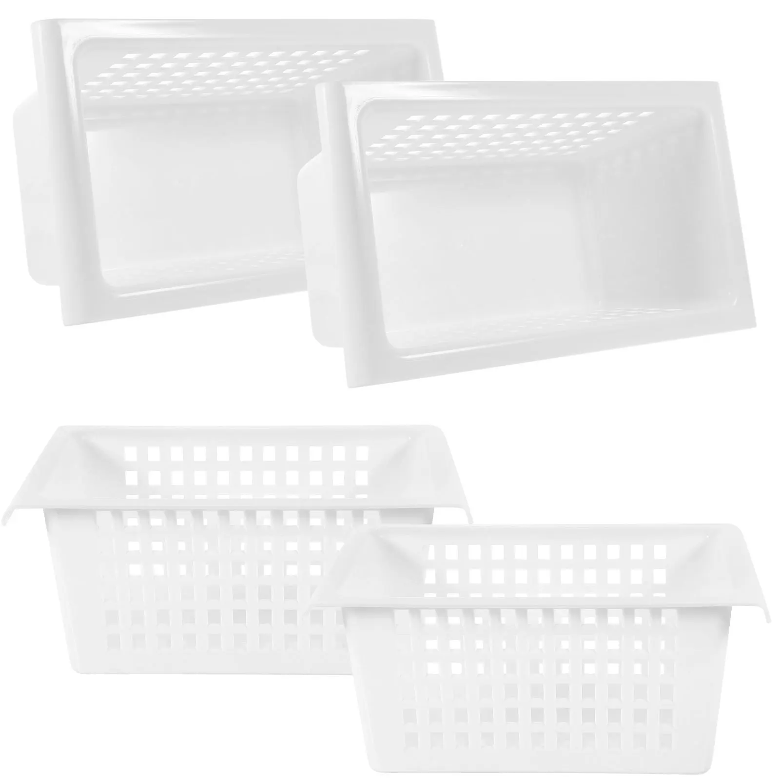 

4Pcs Storage Basket Plastic Organizer Kitchen Under Sink Bathroom Wardrobe Desktop Storage Box Container Multi Purpose Sorting