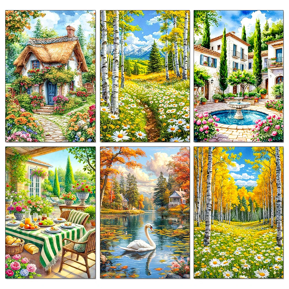 

Forest Landscape Diamond Painting Kits Rural Scenery Full Diamond Mosaic Embroidery DIY Home Decor Art Craft Rhinestones