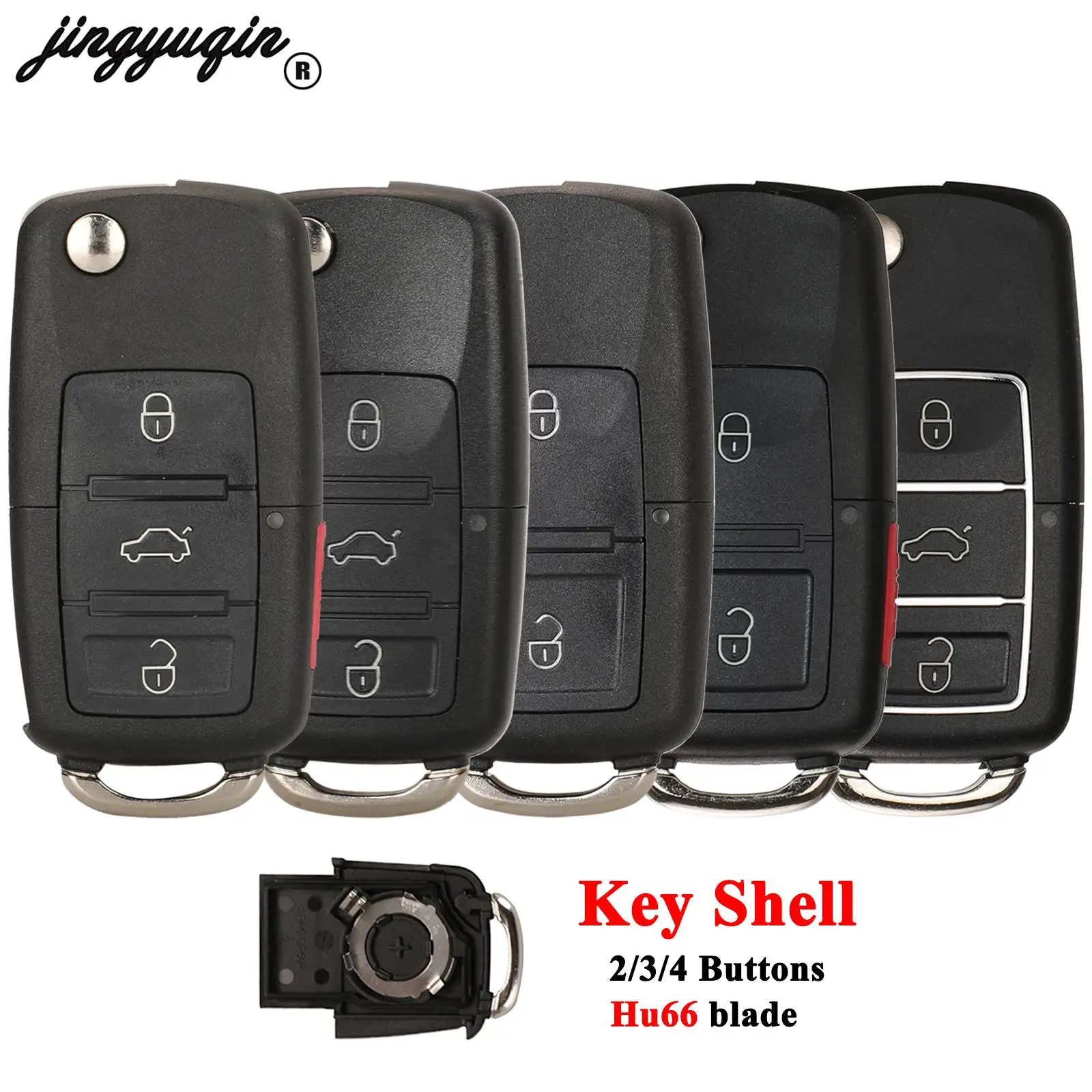 jingyuqin 2/3/4 Buttons For VW Volkswagen polo Golf MK6 Tiguan Touareg 202AD 202Q Flip Remote Key Shell Auto Case HU66 Blade Fob