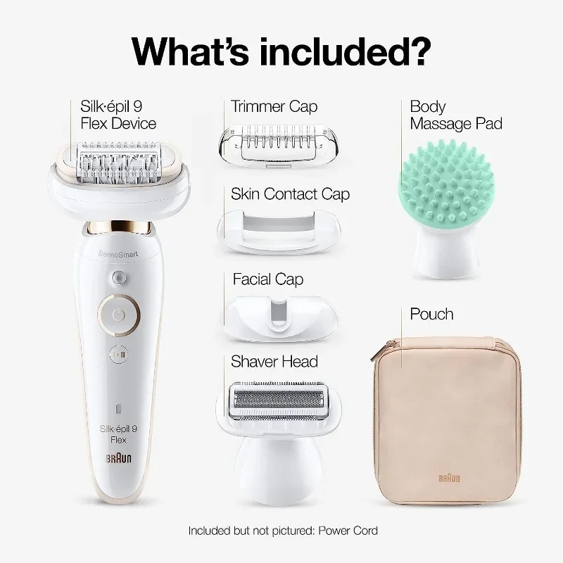 Braun 9-020 Epilator w/ Flexible Head, Facial Hair Removal Device for Women