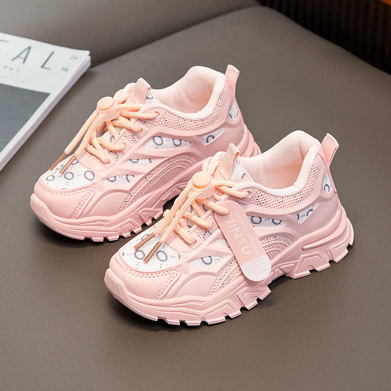 Spring Autumn Boys Girls Mesh Dad Shoe Children Breathable Soft-soled Anti-slip Thick-soled Running Shoe Kids Casual Sports Shoe