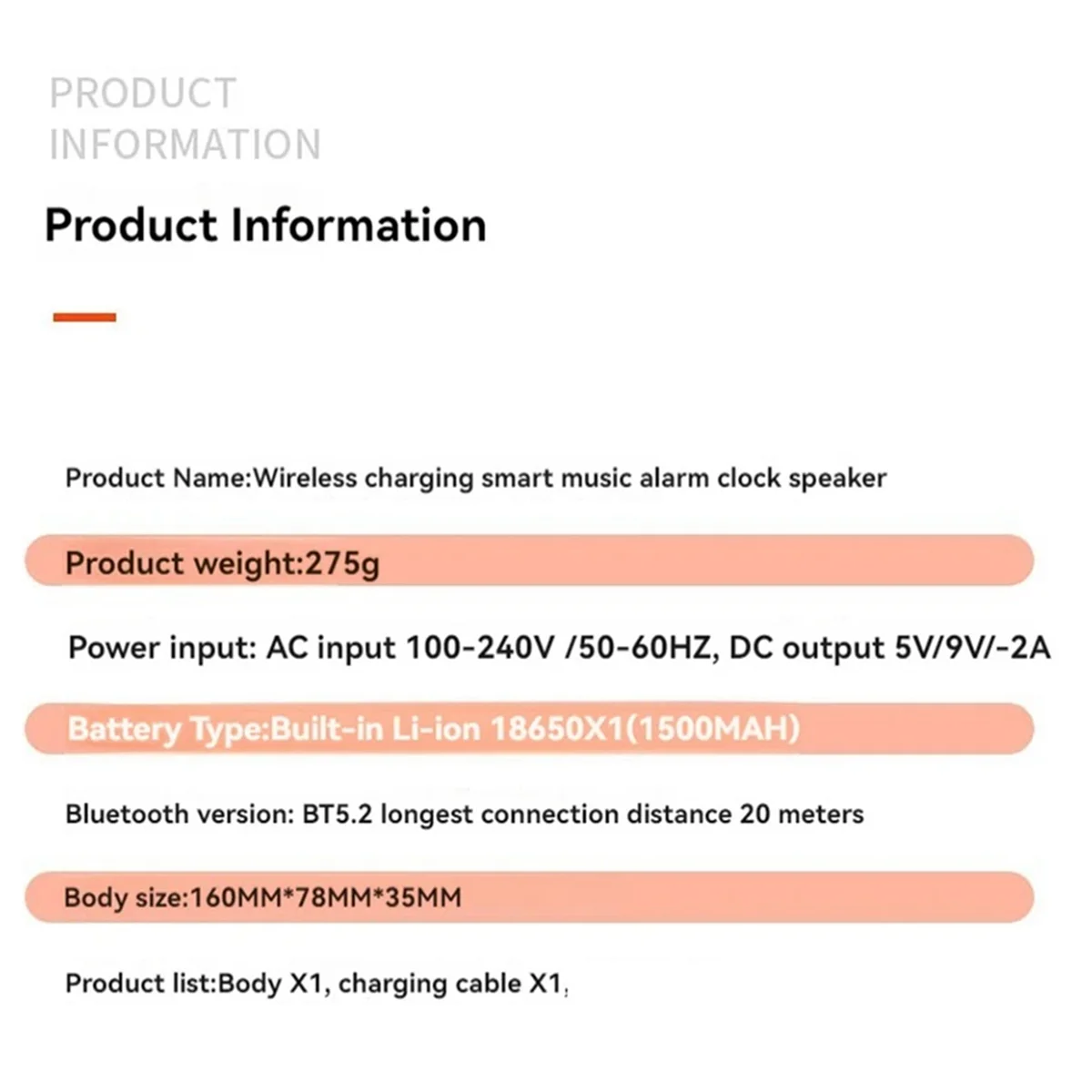 

New New Portable Bluetooth Speaker with Wireless Charging Atmosphere Light Clock Alarm Function Double Speaker USB Charging