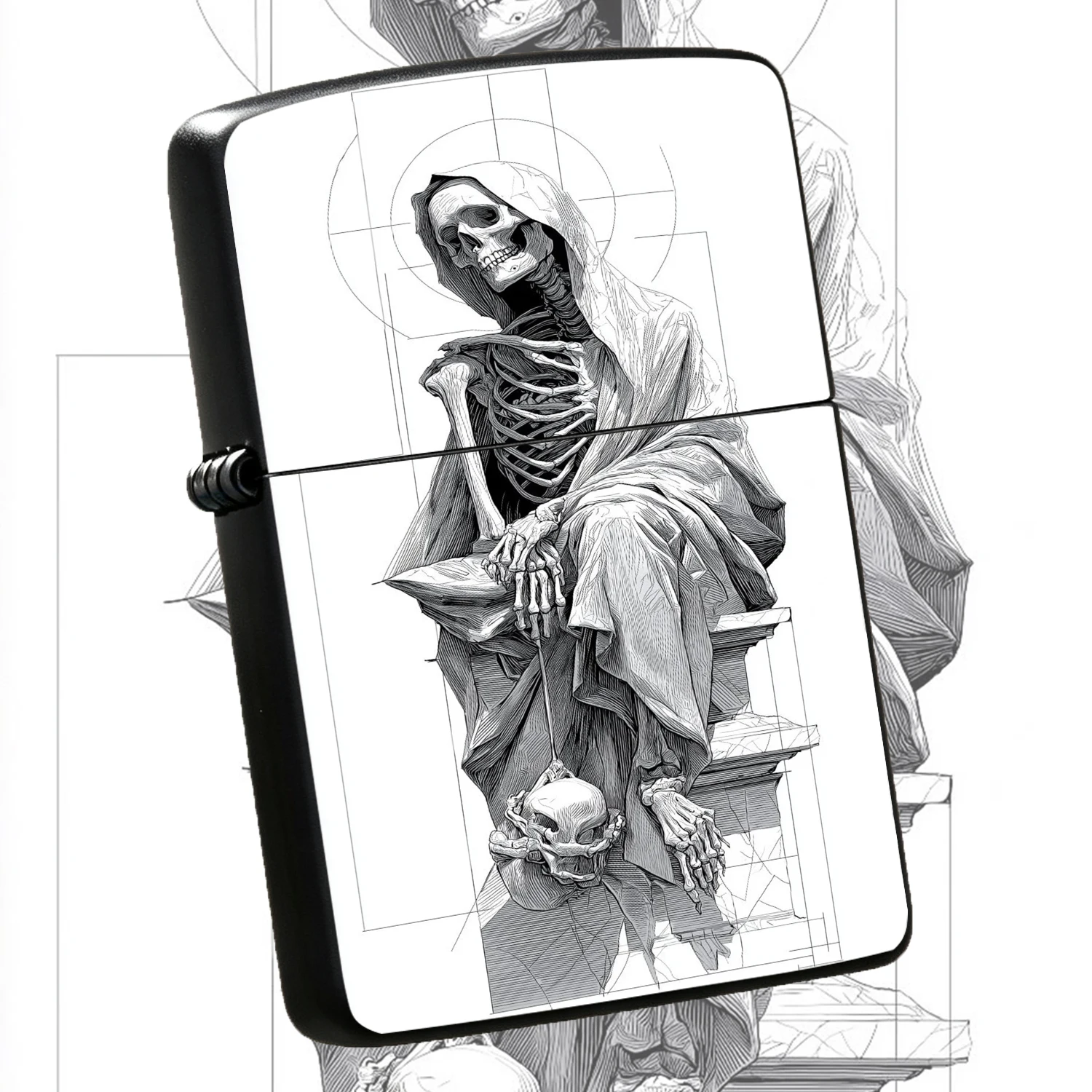 Vintage Grim Reaper Skeleton Statue Art Lighter, Dark Aesthetic Unique Stylish Portable Accessory, Chic Artistic Decor, Multipurpose Daily Use For Home Outdoor, Exquisite Festival Gift For Art Lovers A Humorous And Interesting Lighter
