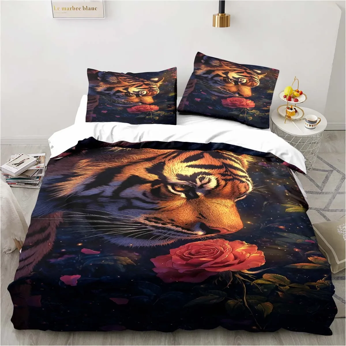 

Tiger pattern printed bedding set exquisite bedding set pillowcase quilt cover children's room bedding luxurious birthday gift