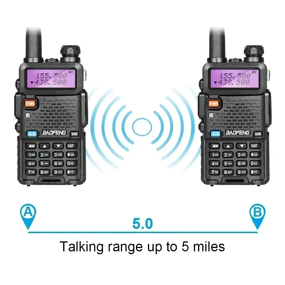 2pcs BAOFENG  5W 8W High Power Dual Band Two Way Radio Long Range Handheld Portable Walkies Talkies For Hunting