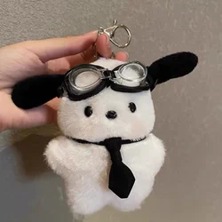 Simpatico portachiavi Sanrio peluche Pochacco portachiavi per auto bambola cartone animato ciondolo borsa Pochacco fiocco fard accessori giocattolo regalo di Natale per bambini