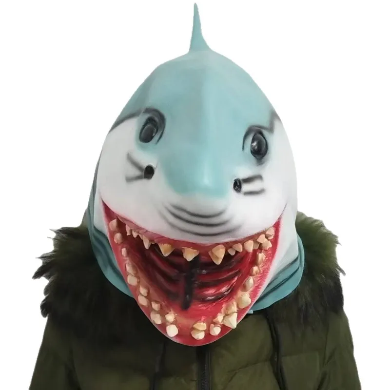 Le Cool New Headgear Party Latex Man-eating Tiger Shark Horror Mask view 5