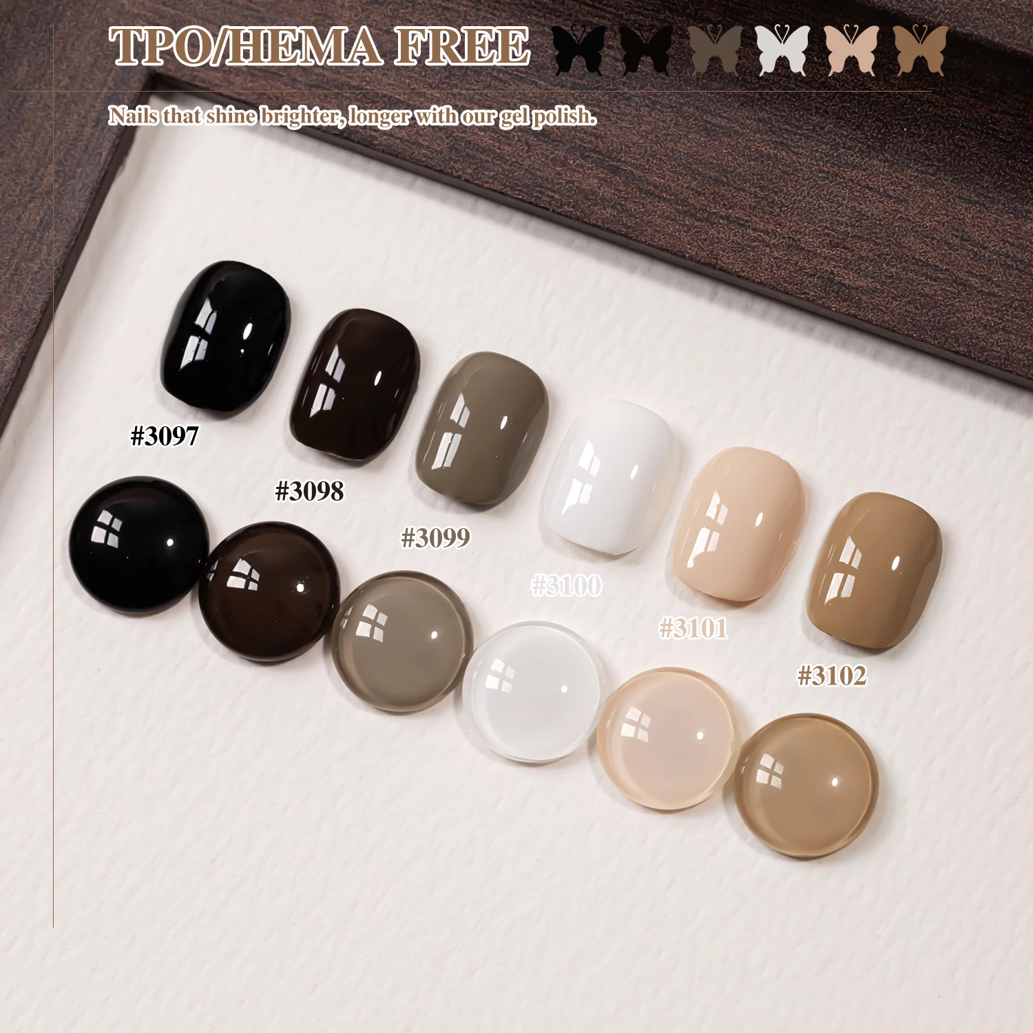 Vendeeni Free Sample 6color Nail Gel Polish 10ml Nail Supplier Wholesale Gel Polish TPO Hema Free OEM Custom Solid Uv Gel Polish