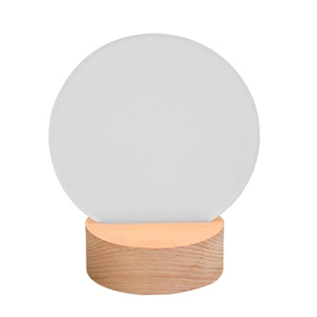 

Hot sale Sublimation LED Acrylic Photo Frames Night Lights with Warm Color Light,with Wood Stand for Heat Press Printing Round