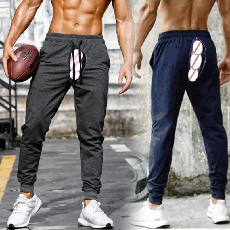 

Autumn Crotch Sweatpants Men's Trousers Loose Cotton Running Sweatpants Plus Size Thin Joggers Casual Men Streetwear Outdoor Sex